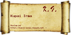 Kupai Irma névjegykártya